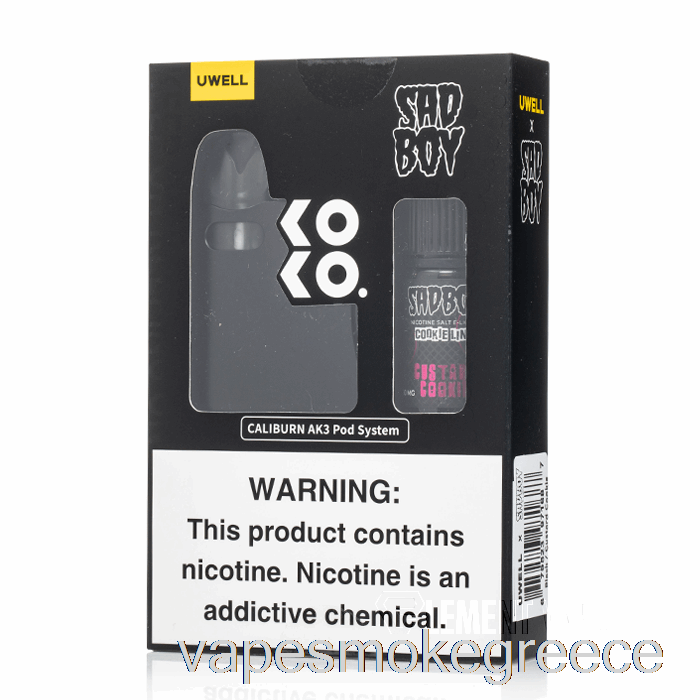 Vape Greece Uwell X Dv Caliburn Ak3 Kit + 50mg Nic Salt [μαύρο] Sadboy - μπισκότο κρέμας